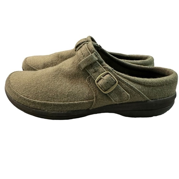 Merrell Olive Green Encore Kassie Wool Slip-on Buckle Clog - Picture 6 of 9